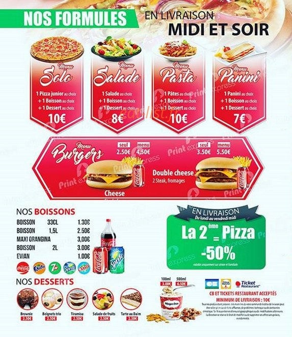 Rapido Pizza — carte page 2