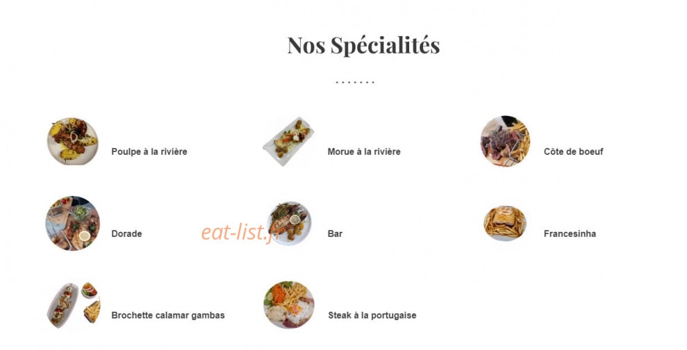 Carte et menu de Rivière palace à Baillet en France — Spécialités
