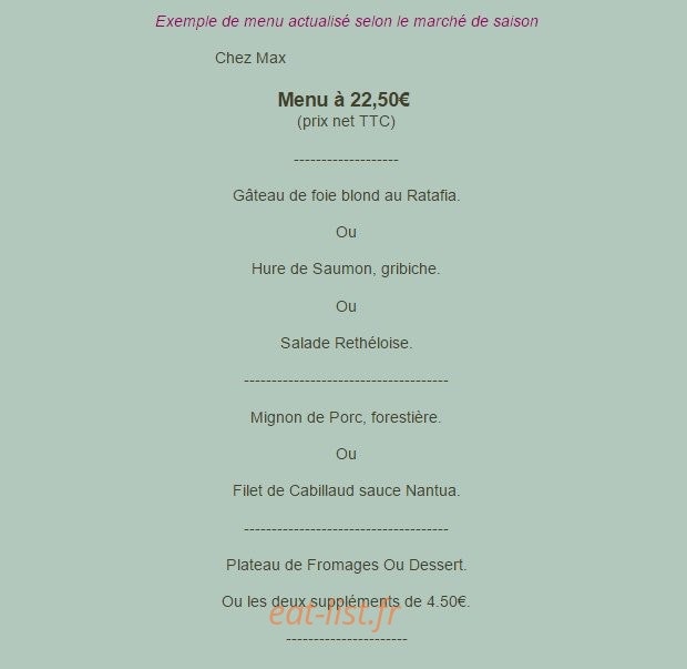 Chez Max — carte page 2