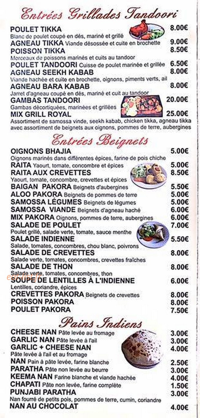 Le Royal Indien — carte page 2