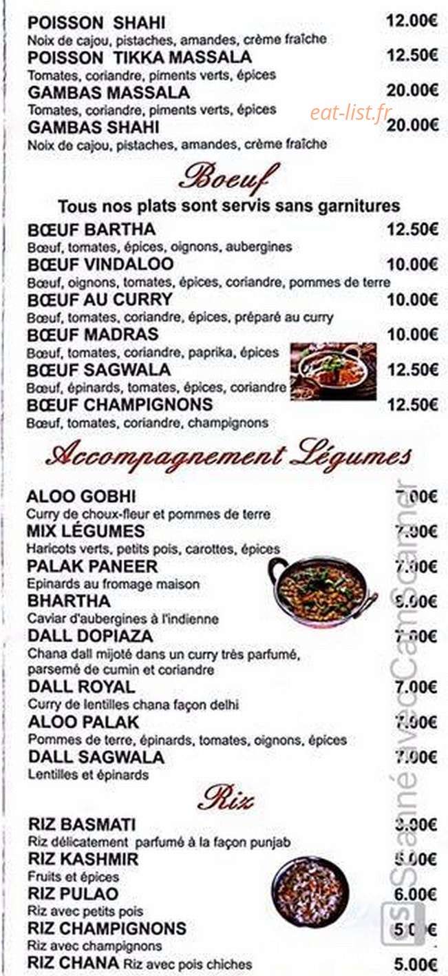 Le Royal Indien — carte page 4