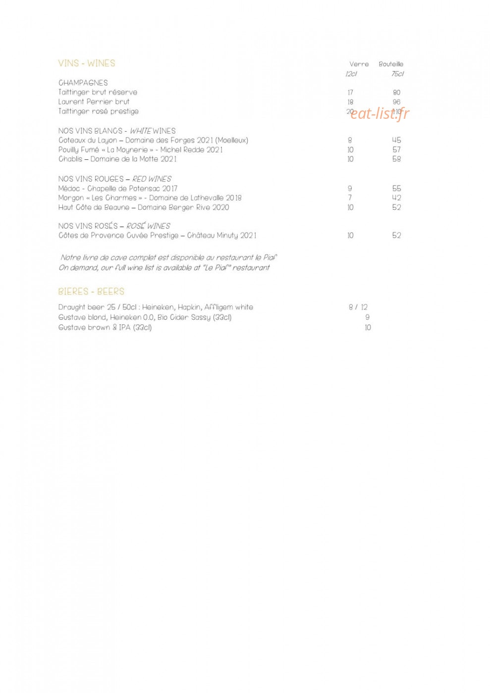 Le Piaf — carte page 11