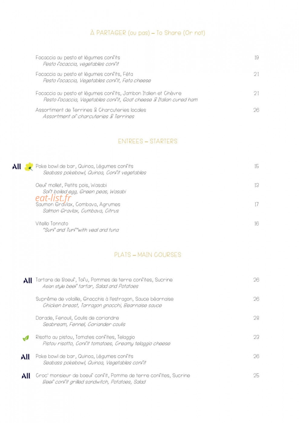 Le Piaf — carte page 1