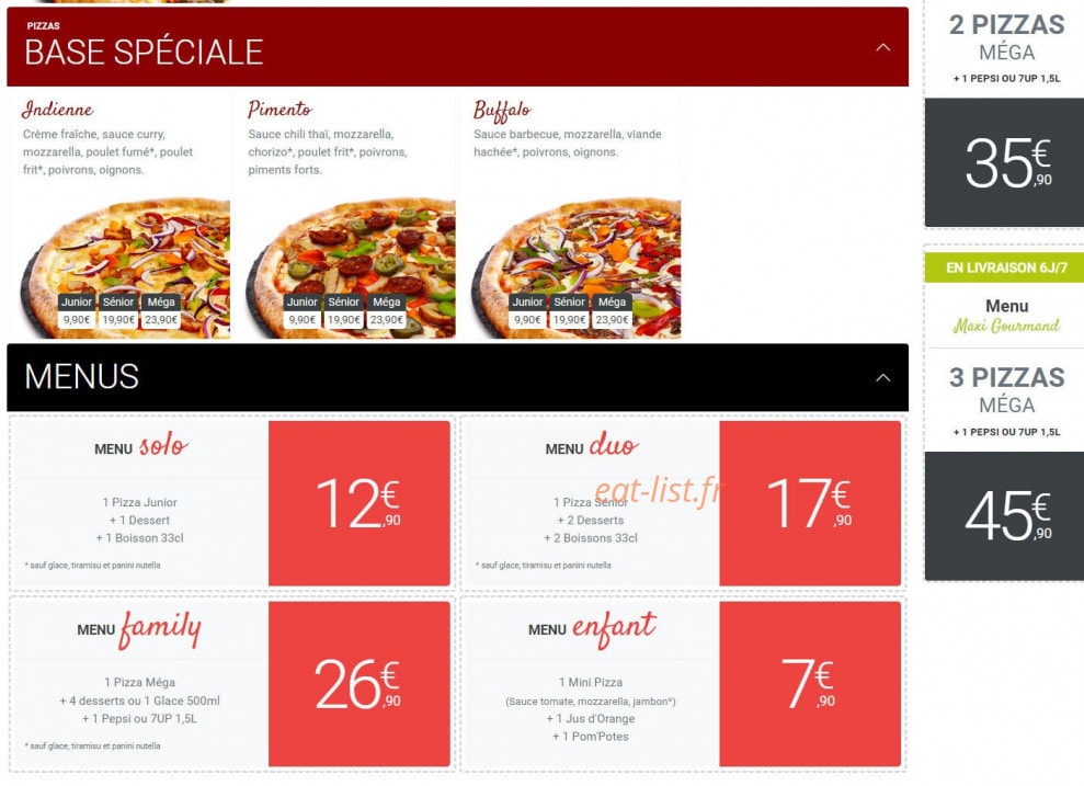 Pizza King — carte page 3
