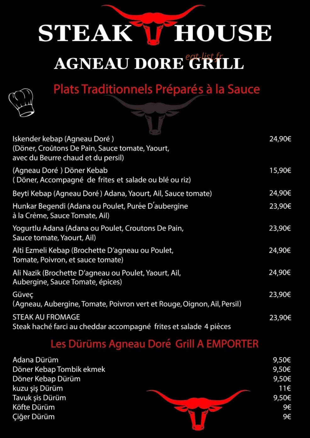 Agneau doré grill — carte page 6