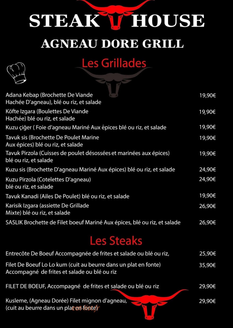 Agneau doré grill — carte page 4