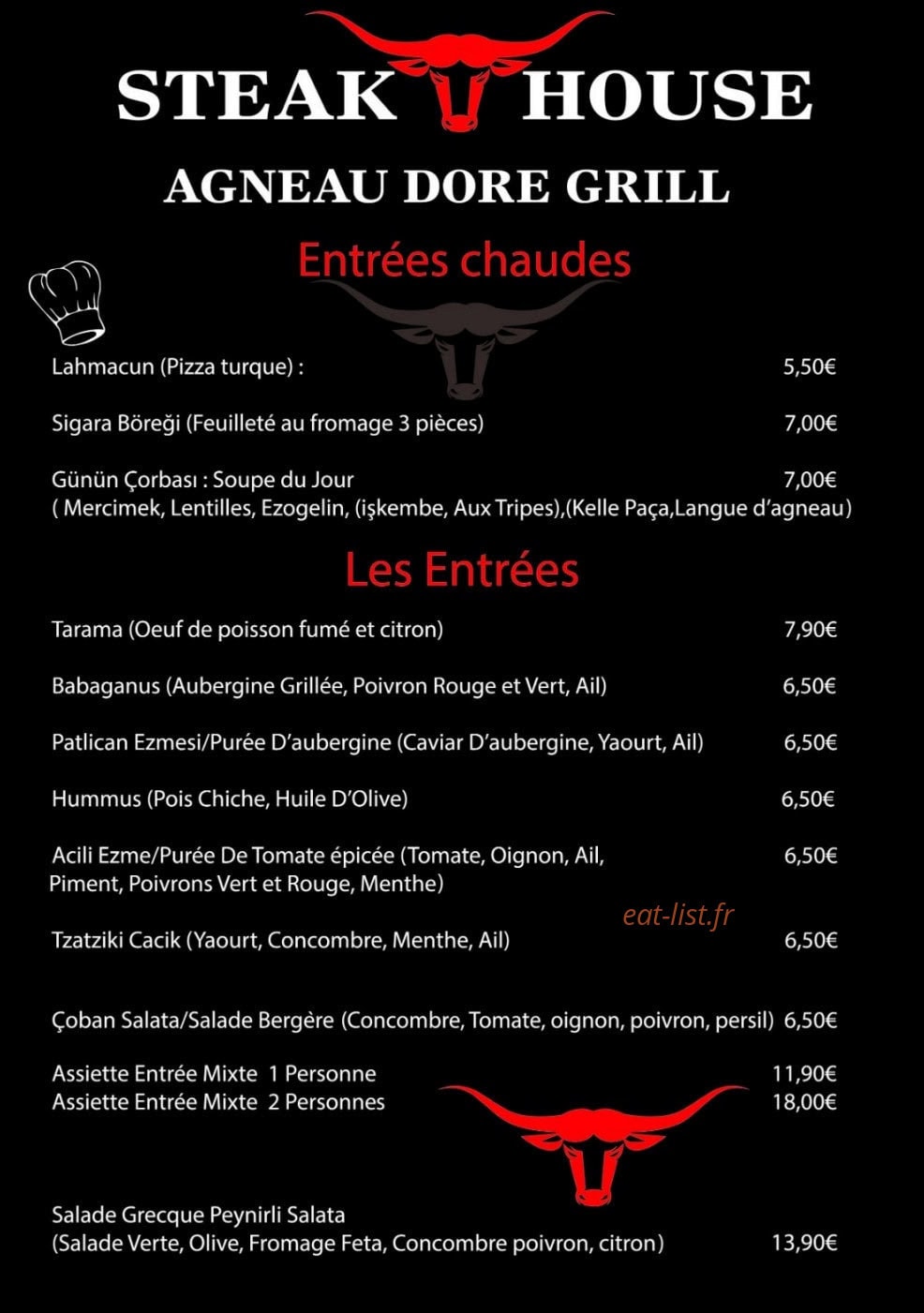 Agneau doré grill — carte page 2