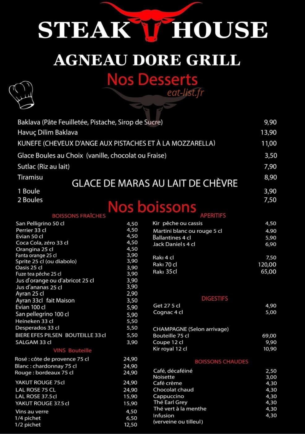 Agneau doré grill — carte page 7