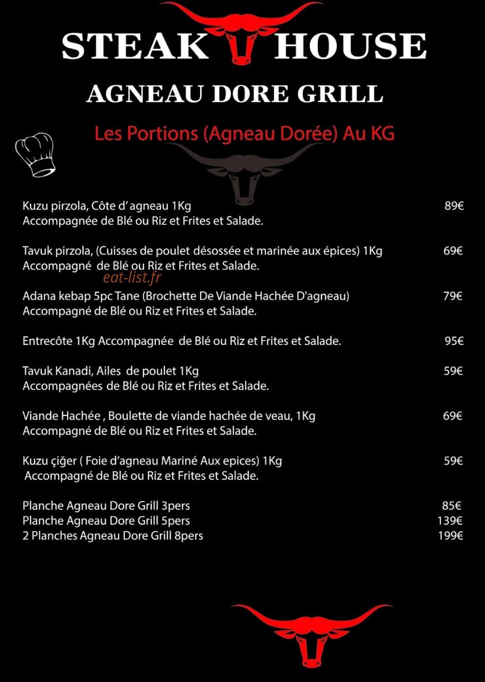 Agneau doré grill — carte page 5