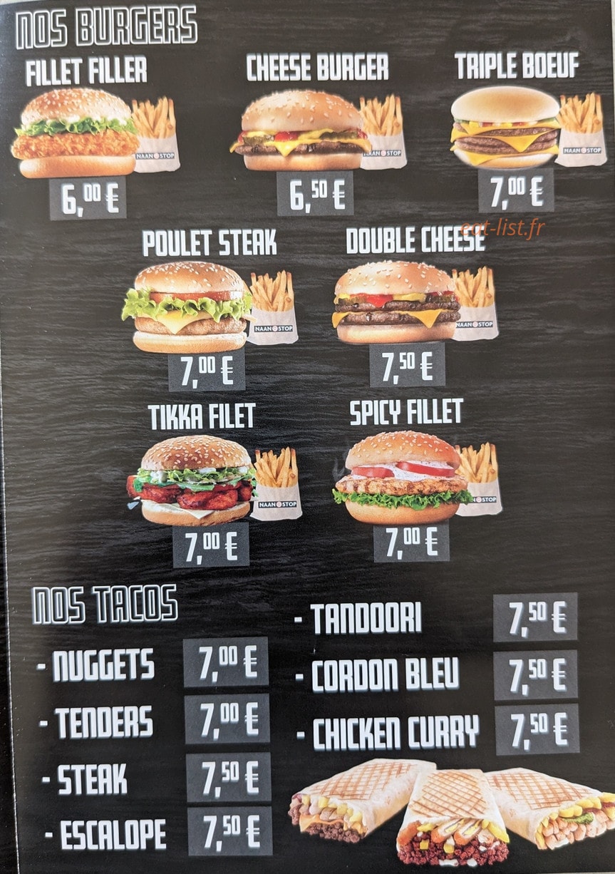 Naan stop — carte page 1