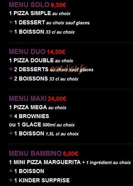 New Chicken Pizza — carte page 1