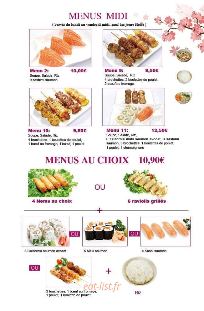 Carte et menu de Okynawa à Eaubonne — Menus