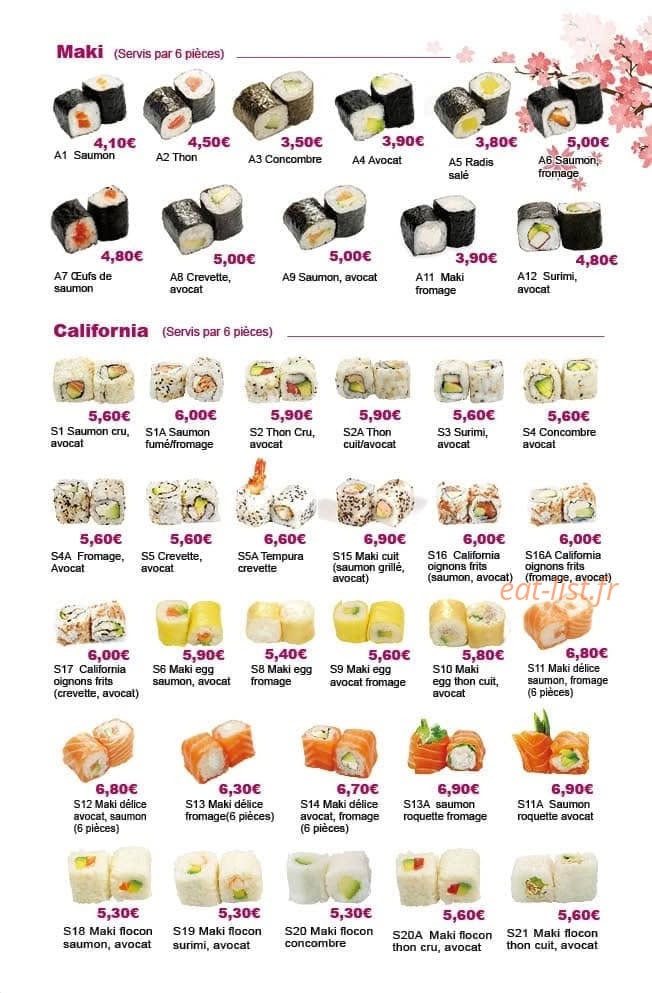 Carte et menu de Okynawa à Eaubonne — Maki, california