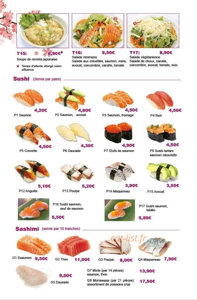 Carte et menu de Okynawa à Eaubonne — Plats a la carte
