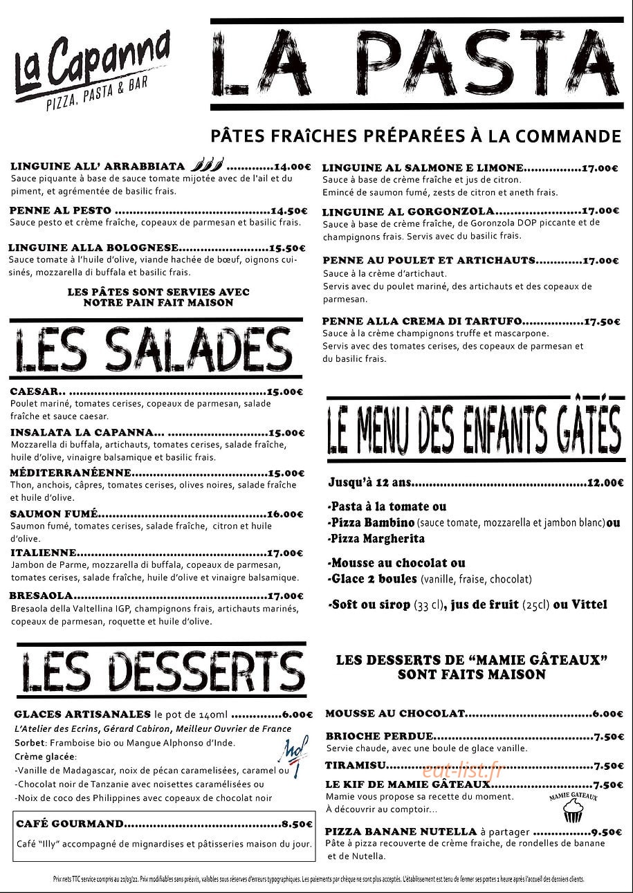 La Capanna — carte page 2