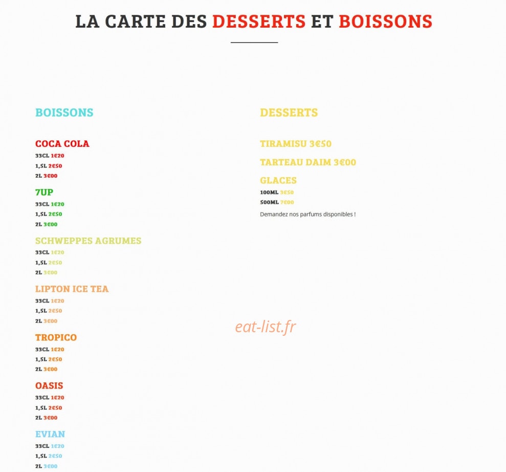 Le 257 pizza — carte page 3