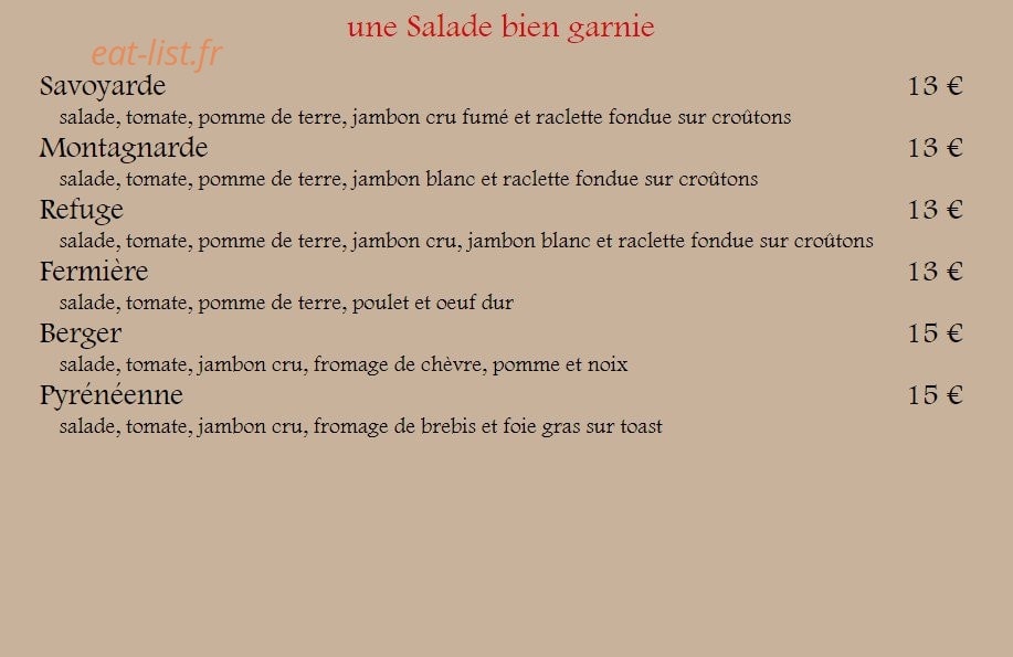 O Chalet — carte page 2
