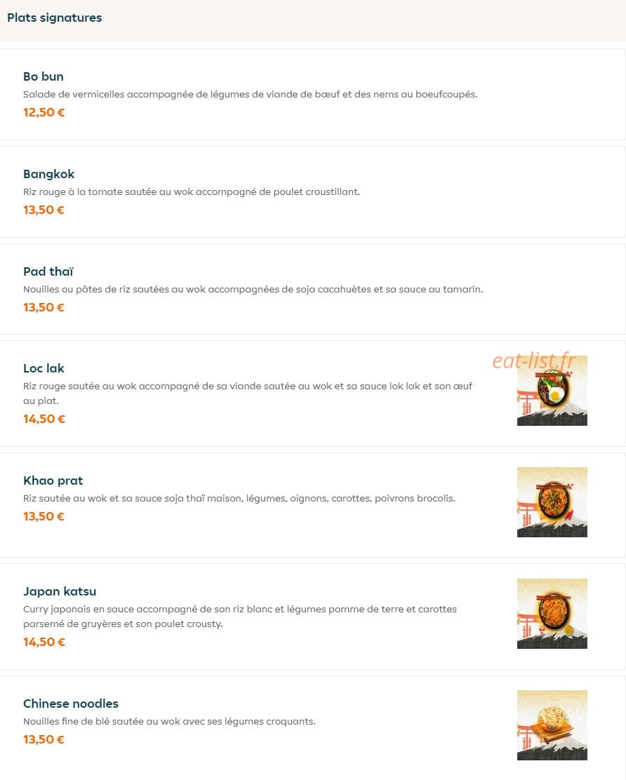 Carte et menu de Food Fusion à Meriel — Les plats et signatures