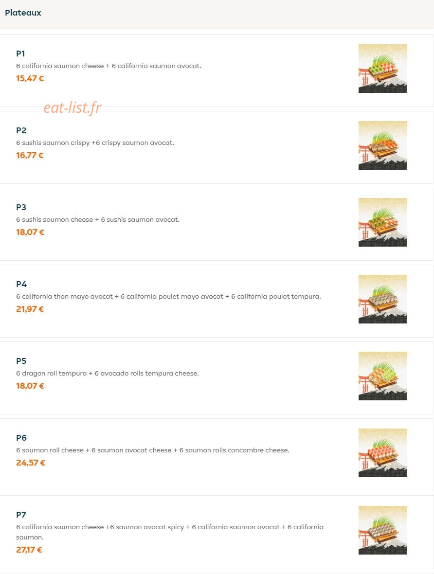 Carte et menu de Food Fusion à Meriel — Les plateaux