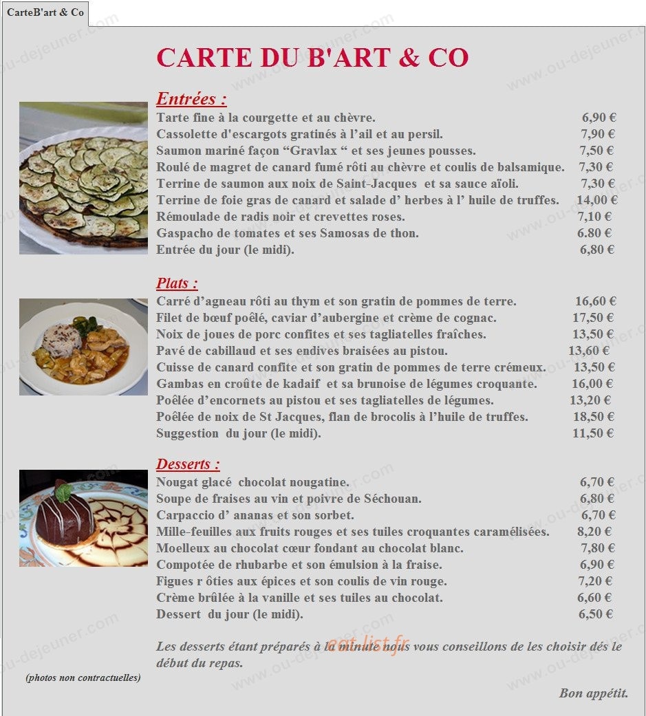 B'Art and Co — carte page 2