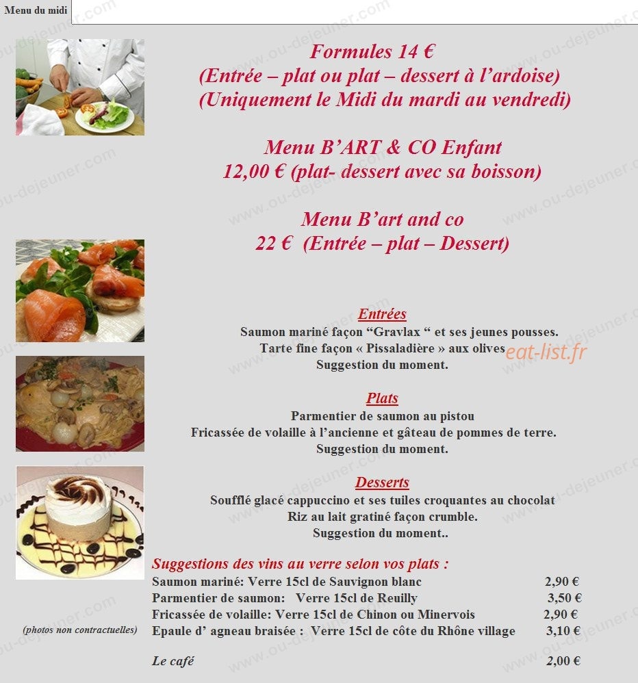 B'Art and Co — carte page 1