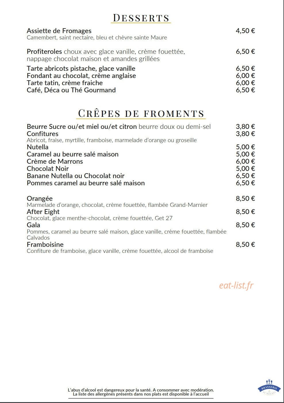 Brasserie de Marines — carte page 4