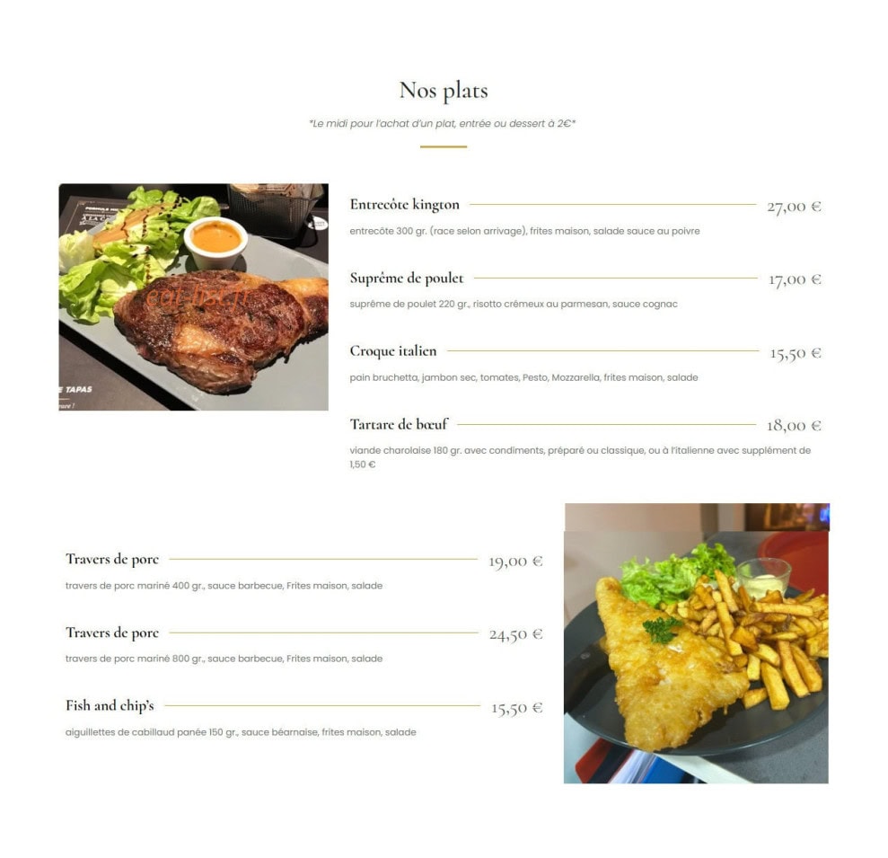 Kington Lounge — carte page 2