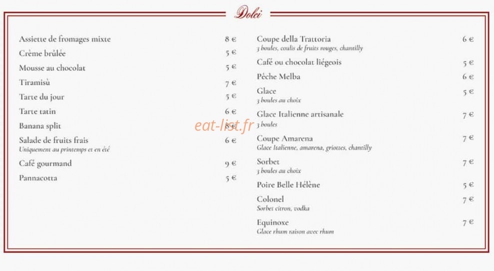 La trattoria di montlignon — carte page 5