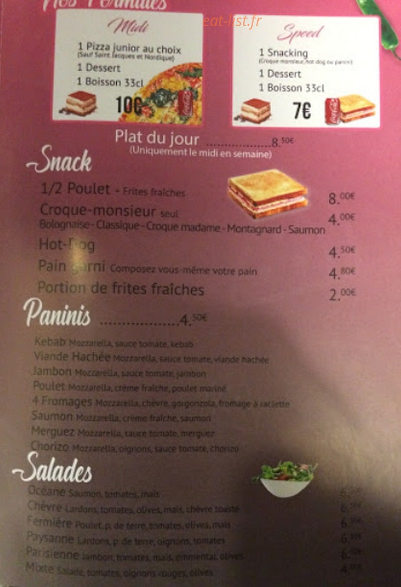 Pizza Nesloise — carte page 2