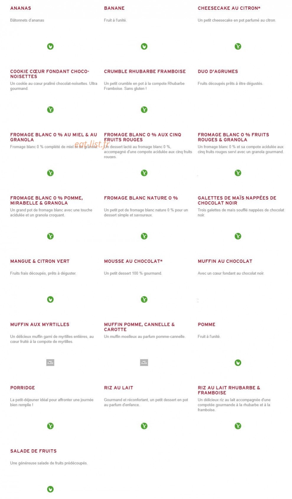 Prêt à manger — carte page 9