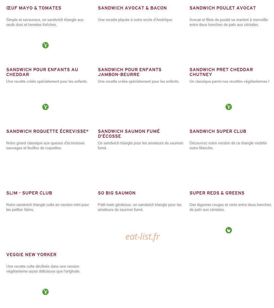 Prêt à manger — carte page 1