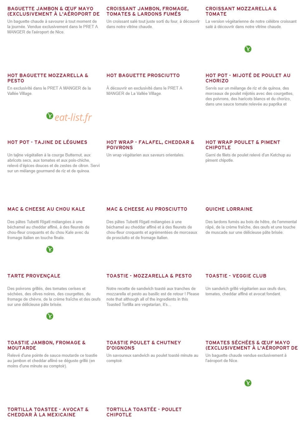 Prêt à manger — carte page 5