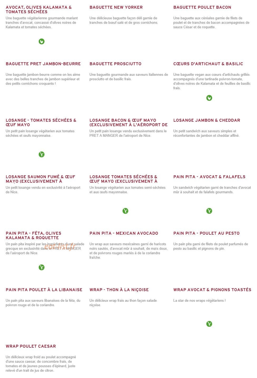Prêt à manger — carte page 2