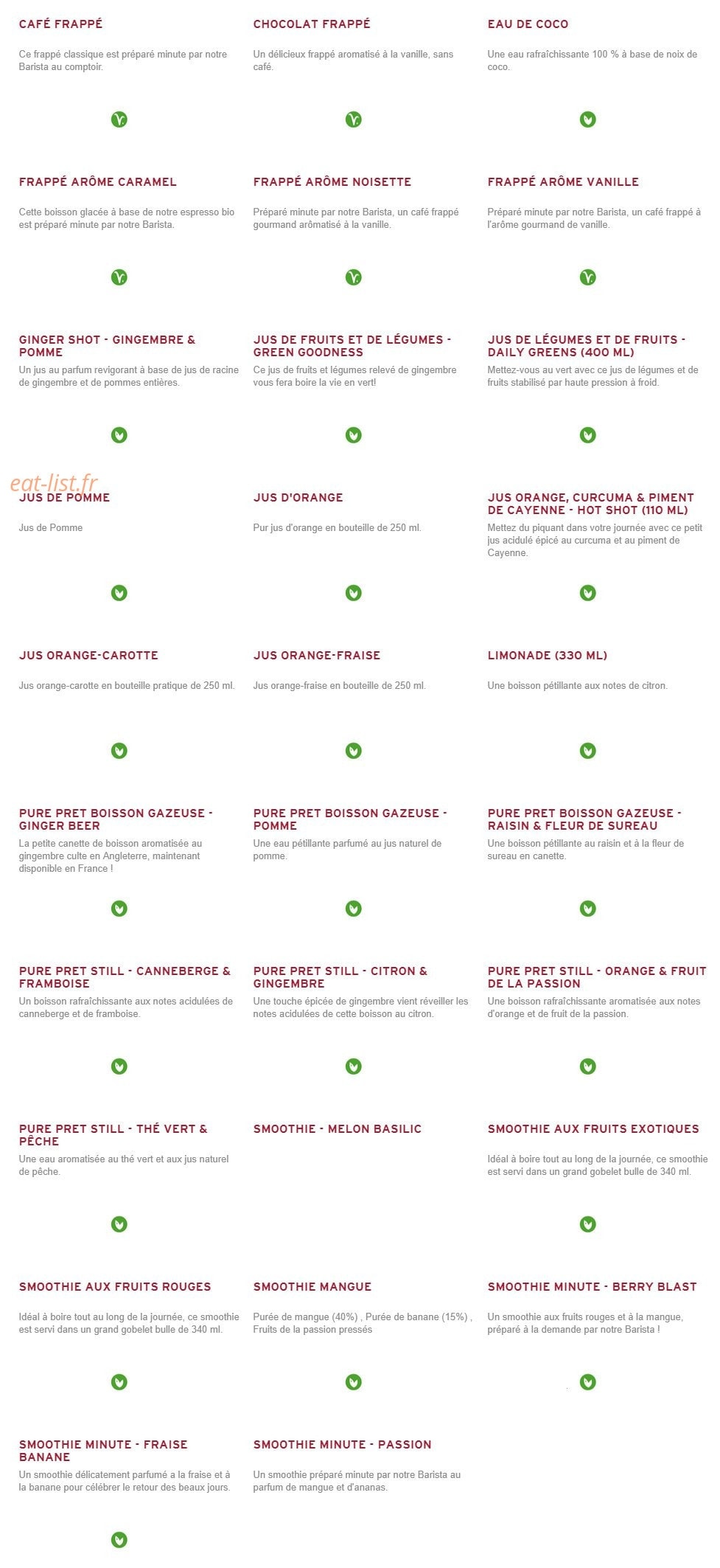 Prêt à manger — carte page 11