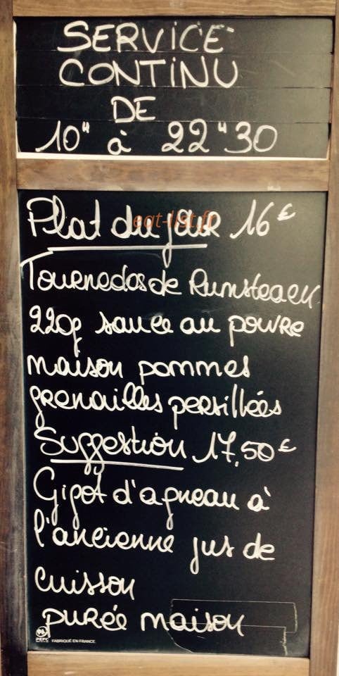 Carte et menu de Bistro L’Atelier à Roissy en France — Le plat du jour et suggestion