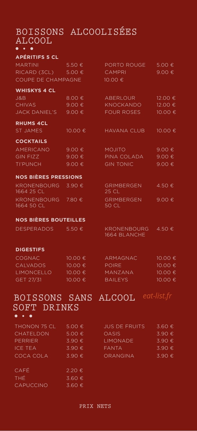 Bistrot La Vitrine — carte page 6