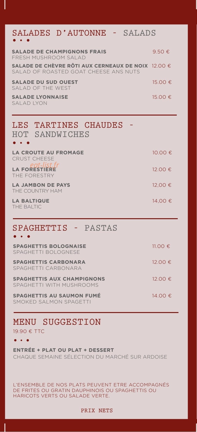 Bistrot La Vitrine — carte page 3