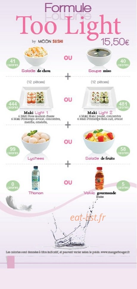 Carte et menu de Moon Sushi à Roissy en France — La formule too light
