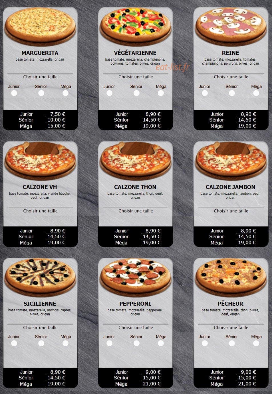 Pizza king — carte page 1