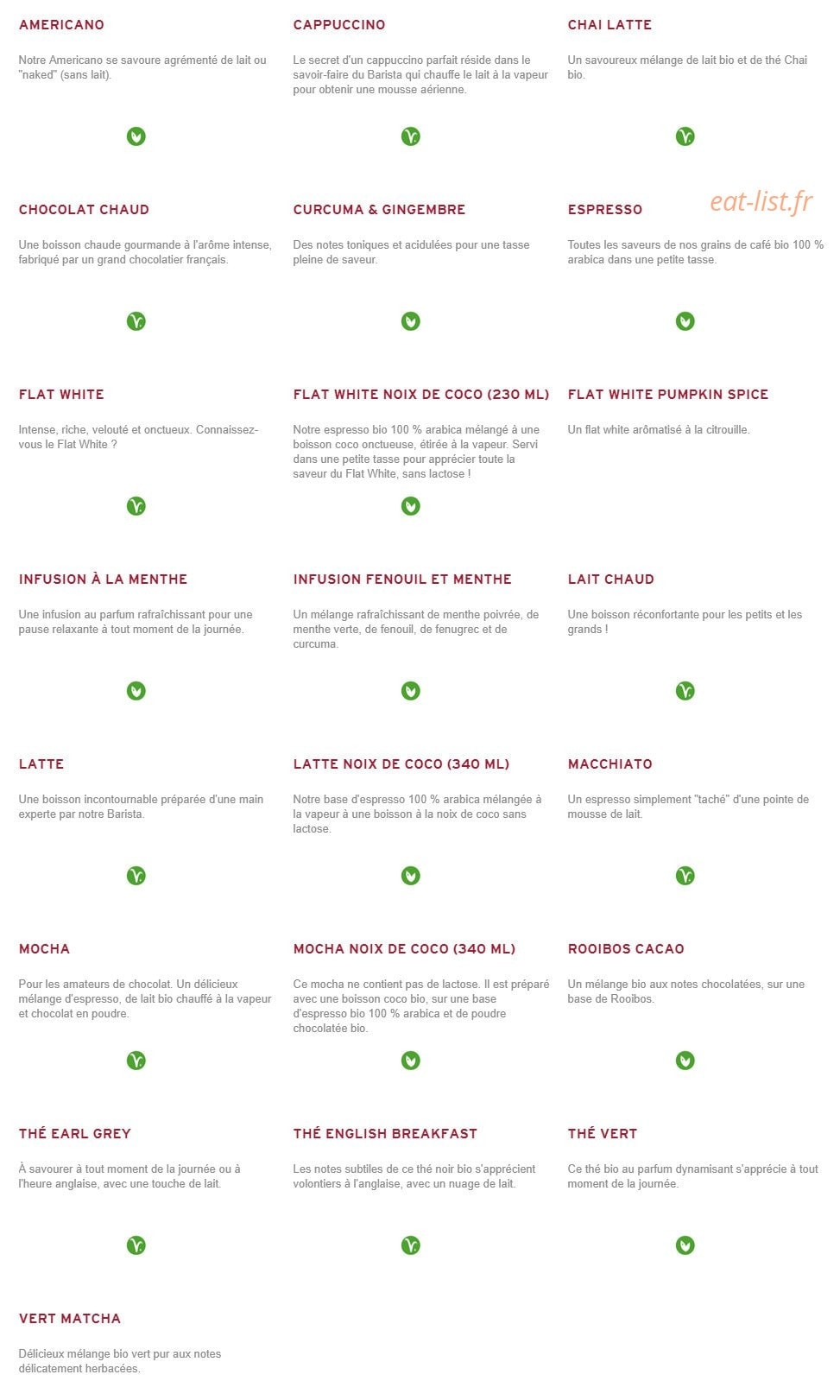 Prêt à manger — carte page 10