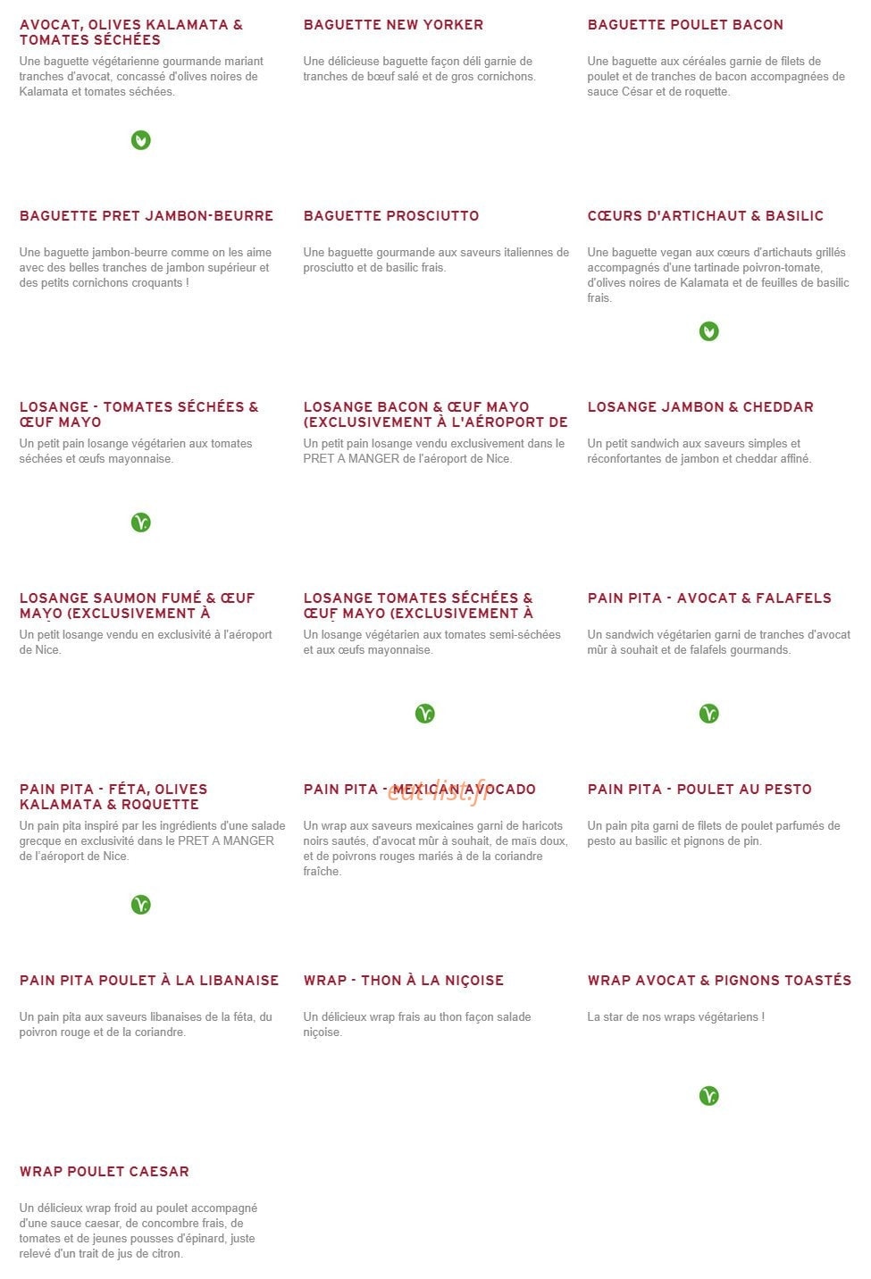 Prêt à manger — carte page 2