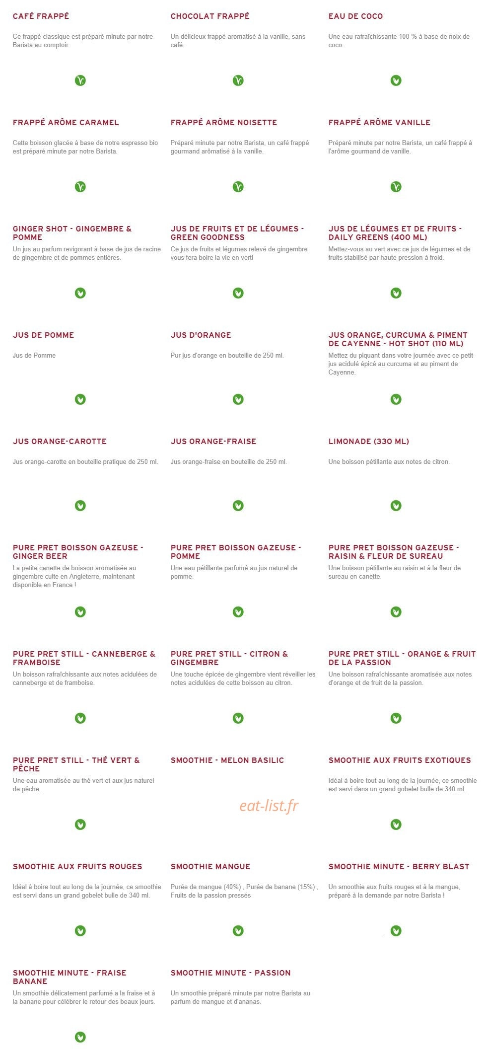 Prêt à manger — carte page 11