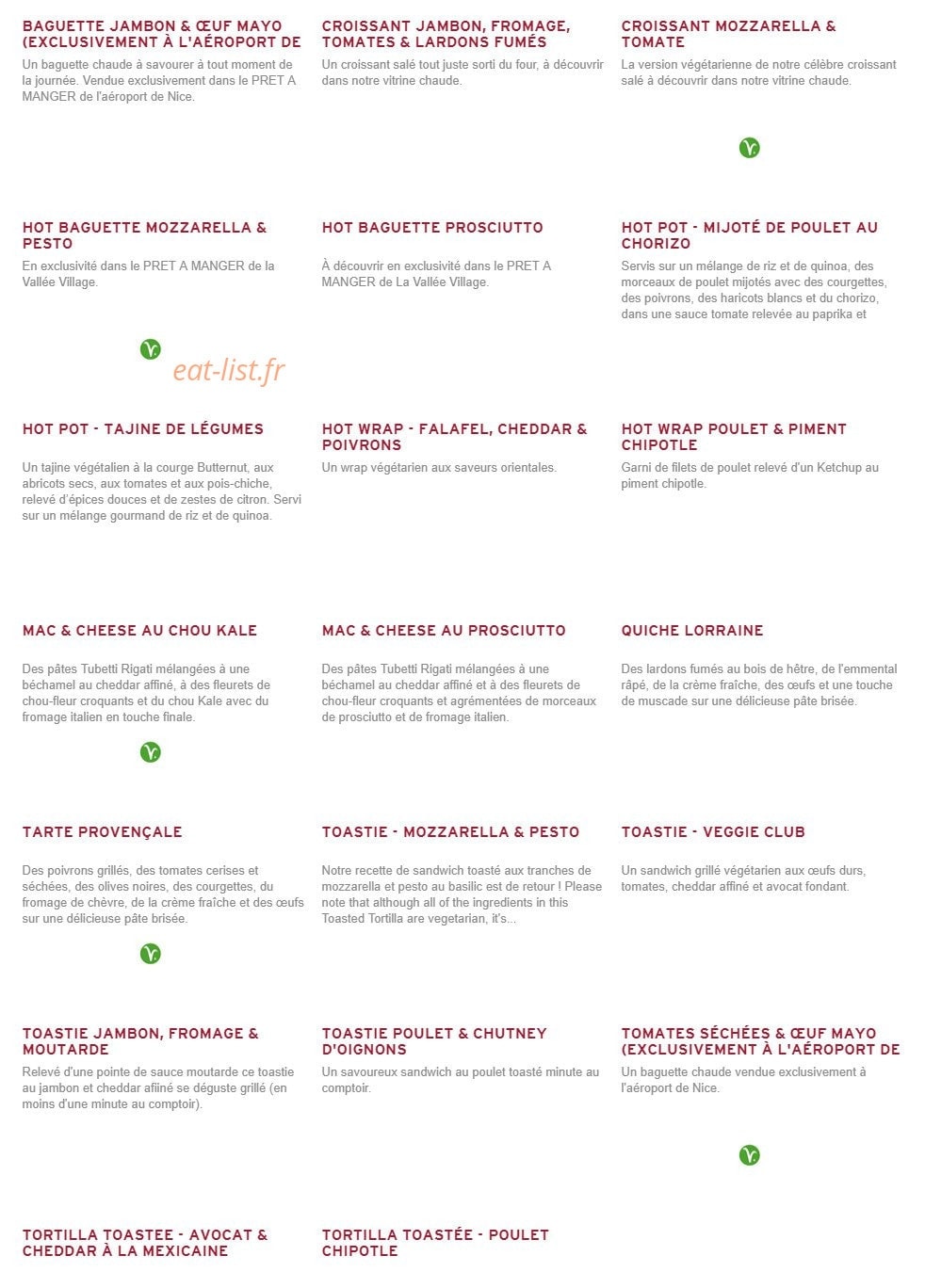 Prêt à manger — carte page 5