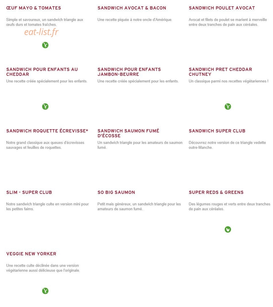 Prêt à manger — carte page 1