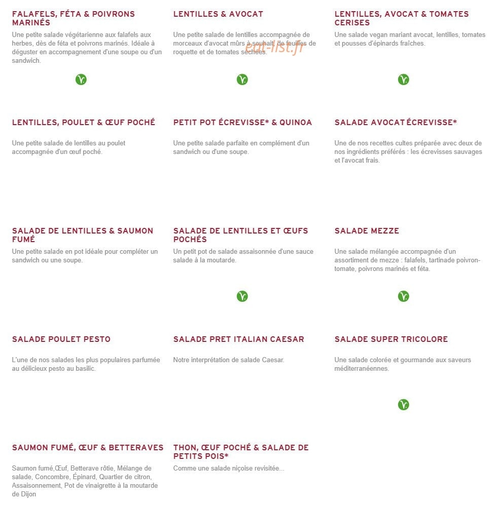 Prêt à manger — carte page 6