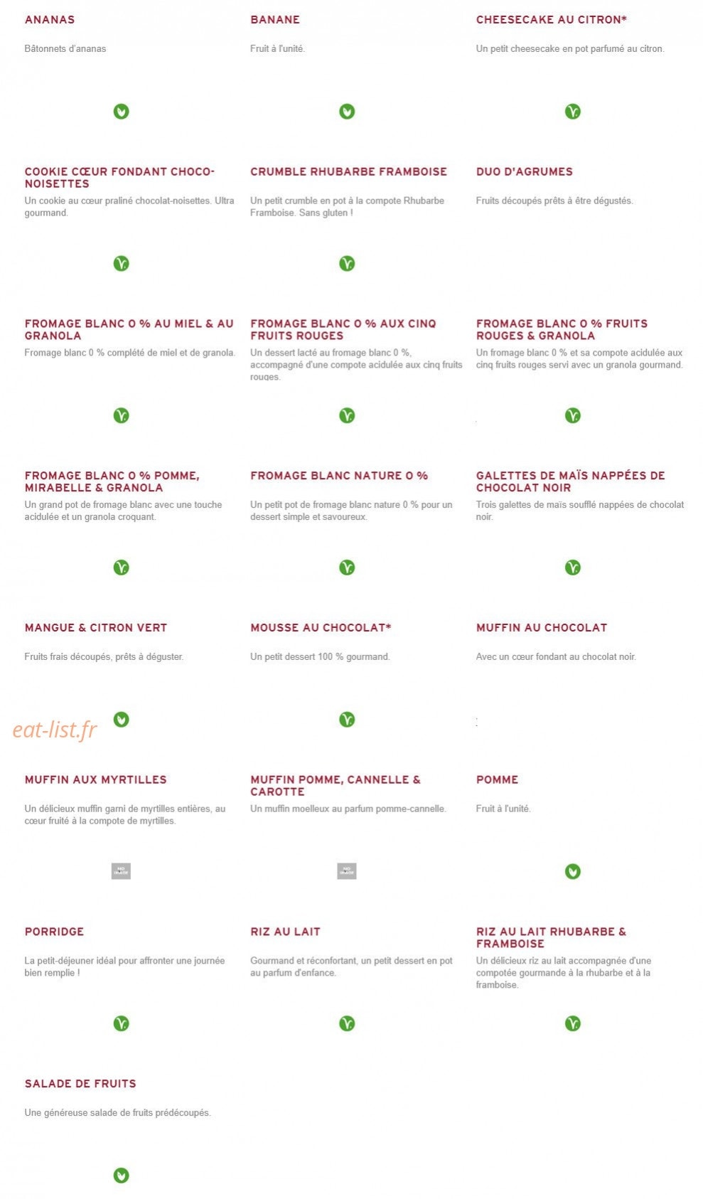 Prêt à manger — carte page 9