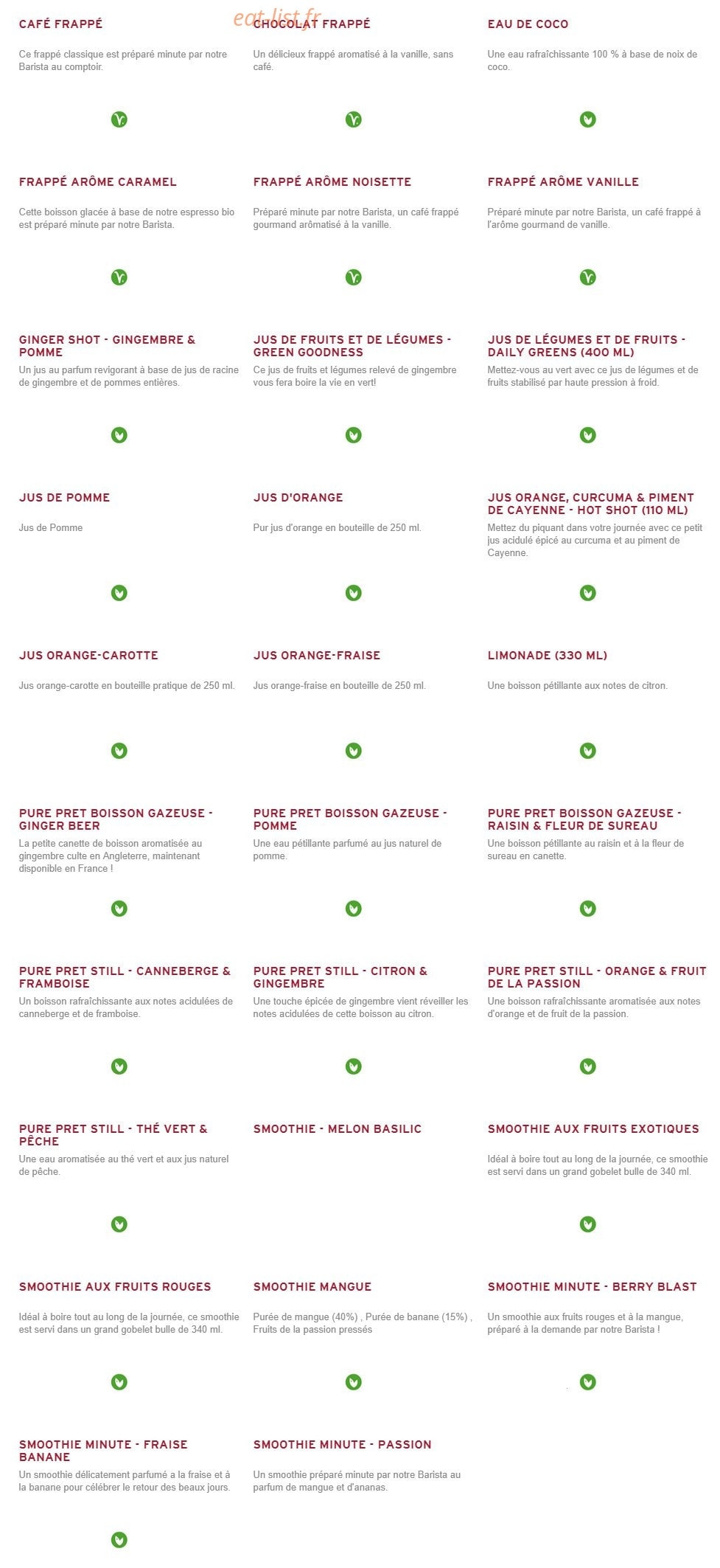 Prêt à manger — carte page 11