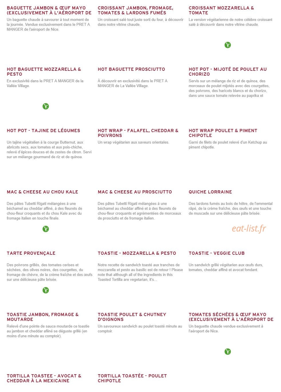 Prêt à manger — carte page 5
