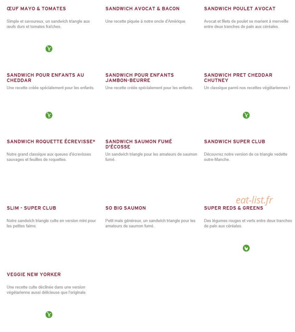 Prêt à manger — carte page 1