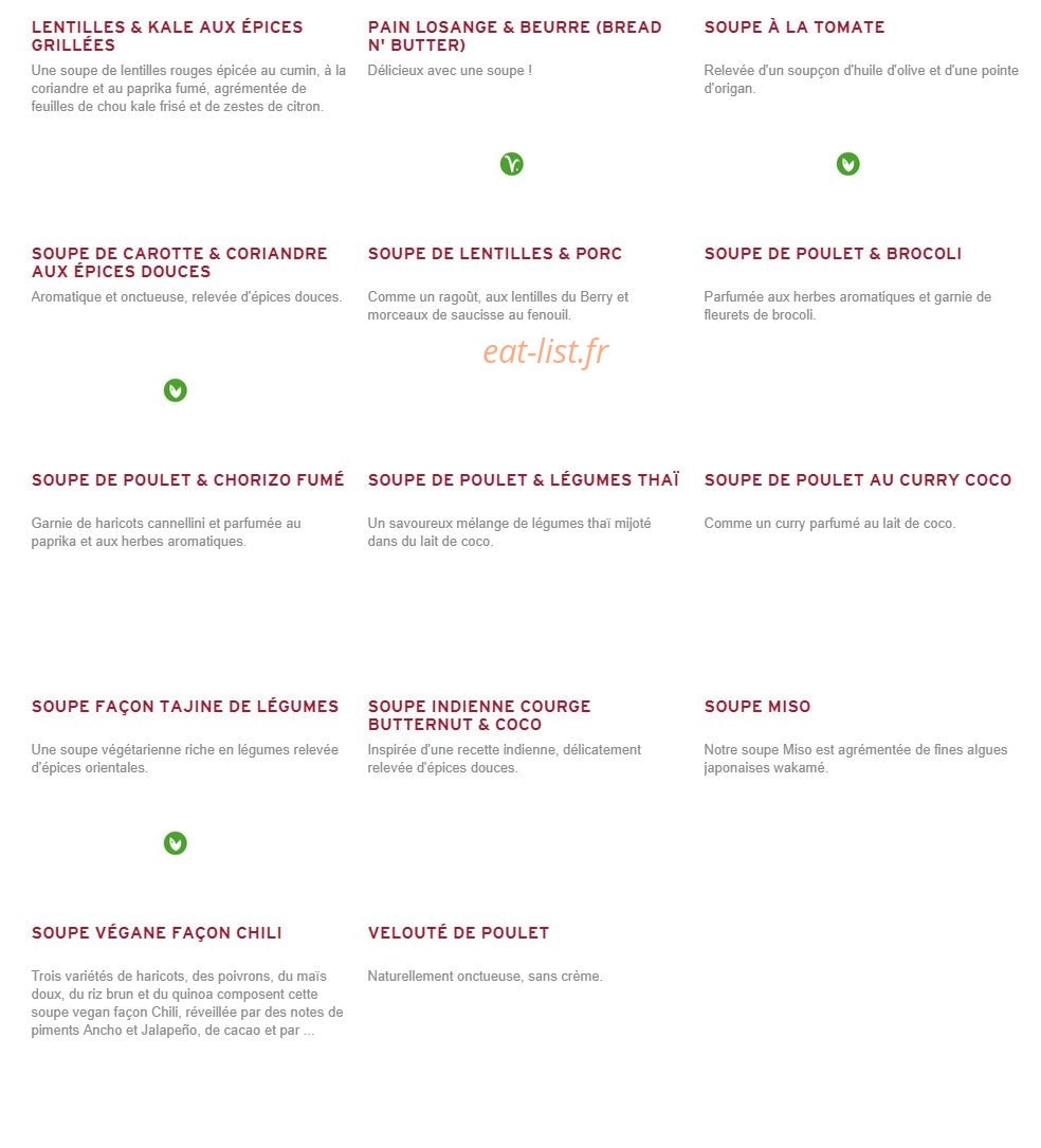 Prêt à manger — carte page 7